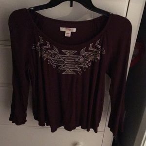Burgundy long sleeve shirt